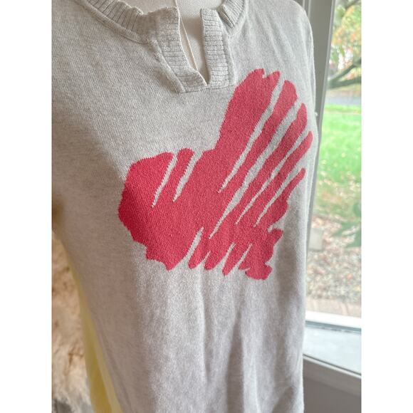 Lisa Todd Scribble Heart Sweater Size Small Crewneck Notch Neck Long Sleeve - Picture 3 of 10
